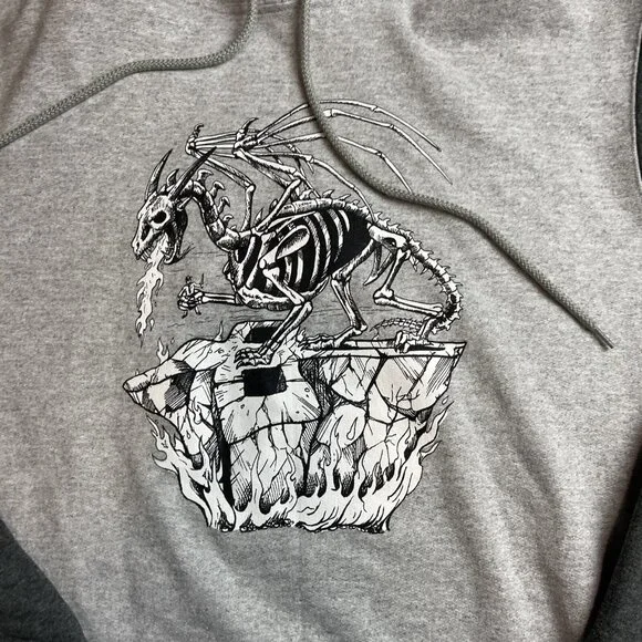 Y2K RDS Red Dragon Mens M Hoodie Skateboard Graphic Dragon Grey CANADA MADE - Picture 8 of 14